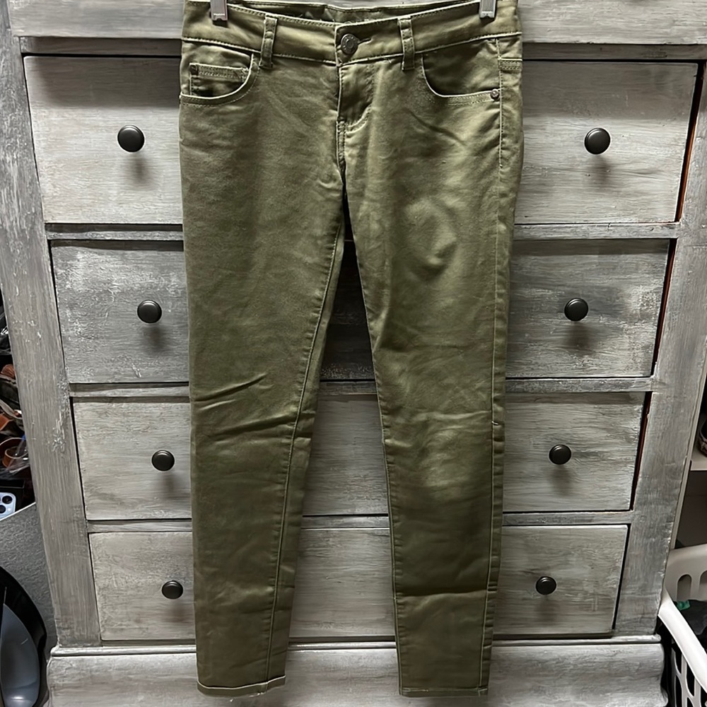 Army green skinny pants